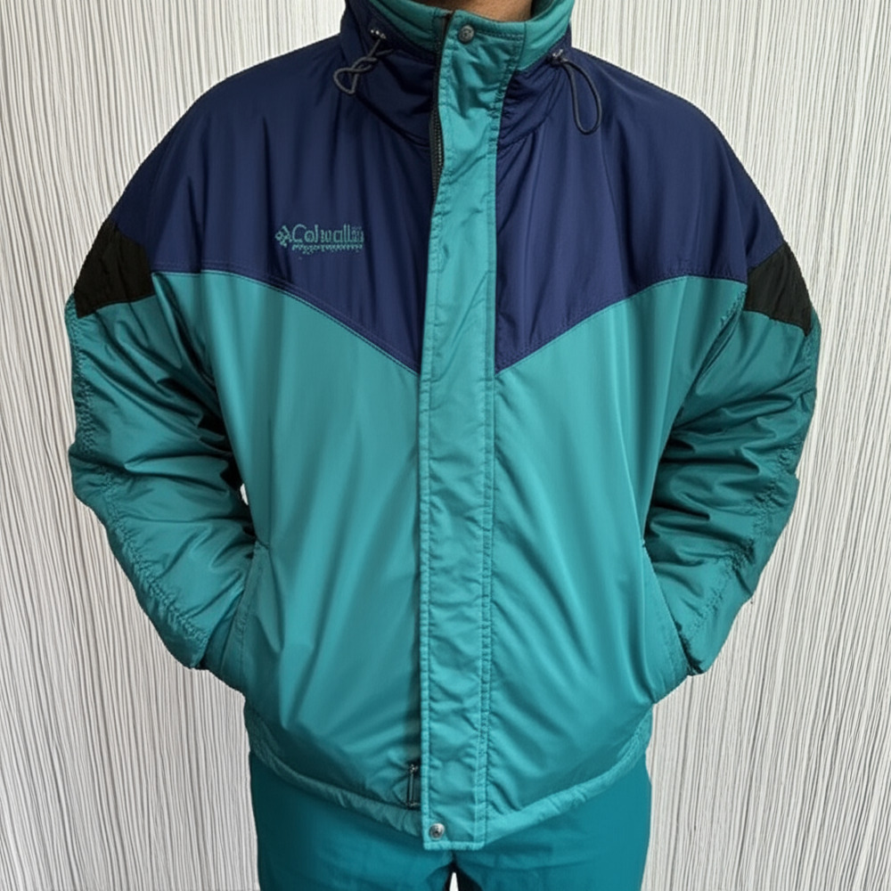 Columbia F9 XM5088 Navy Teal Full Zip Outdoor‎ Jacket Mens Large